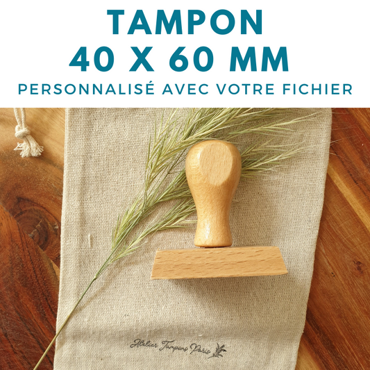 tampon vintage bois 60 x 40 mm