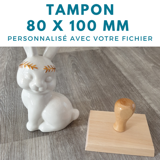 Tampon logo avec poignée en bois 80 x 80 mm – Atelier Studio 10