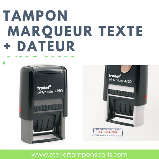 Tampon paris TRODAT printy 4750 dateur et texte 41x24 mm