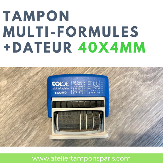 Tampon multi-formules commerciales et dateur COLOP S120/WD