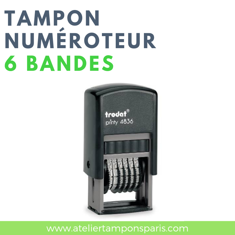 Tampon numéroteur à encrage automatique 6 bandes TRODAT printy 4836